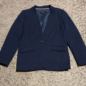 Talbots Navy Blazer with White Polka Dots